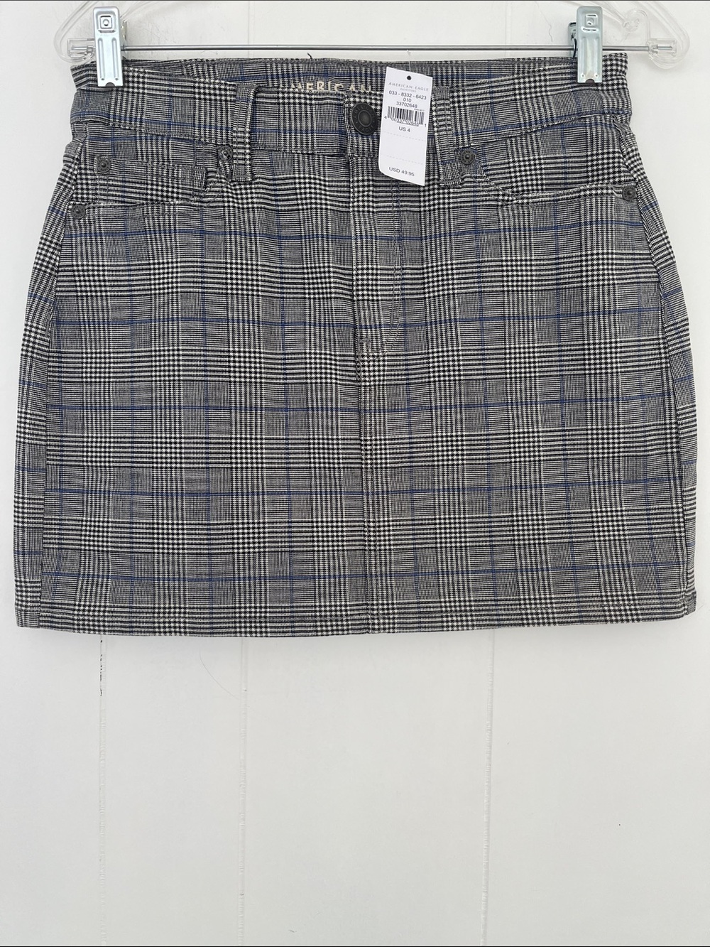 NEW American Eagle Super Stretch High Rise Mini Skirt 
Black White Plaid Size 4